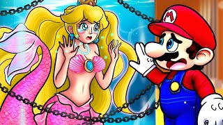 Mermaid Peach Was Kidnapped...What Happened To Mermaid Peach? - Peach Sad Story - Mario Animation