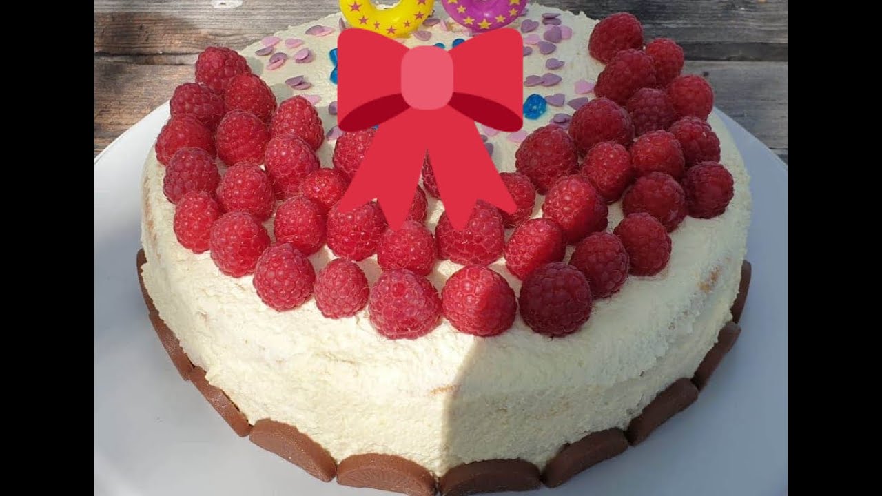 Raspberry and Vanilla cream Cake - YouTube