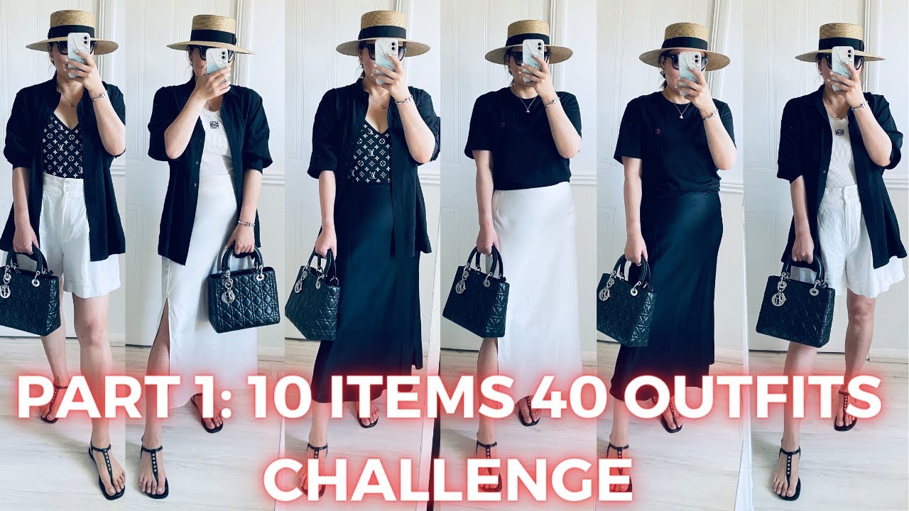 40 OUTFITS 10 ITEMS CHALLENGE PART 1 II#outfitideas #buylesswearmore # ...
