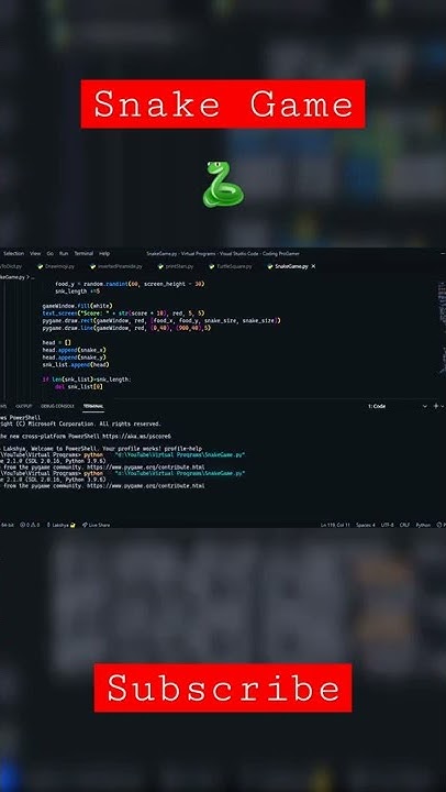Snake Game || Python Program || Source Code || Pygame || Game in python ...