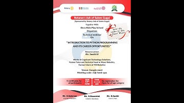 Webinar on Python Programming | DRR Aswin Radhakrishnan | Handled by Rtr.Swathi | RC Salem Gugai.