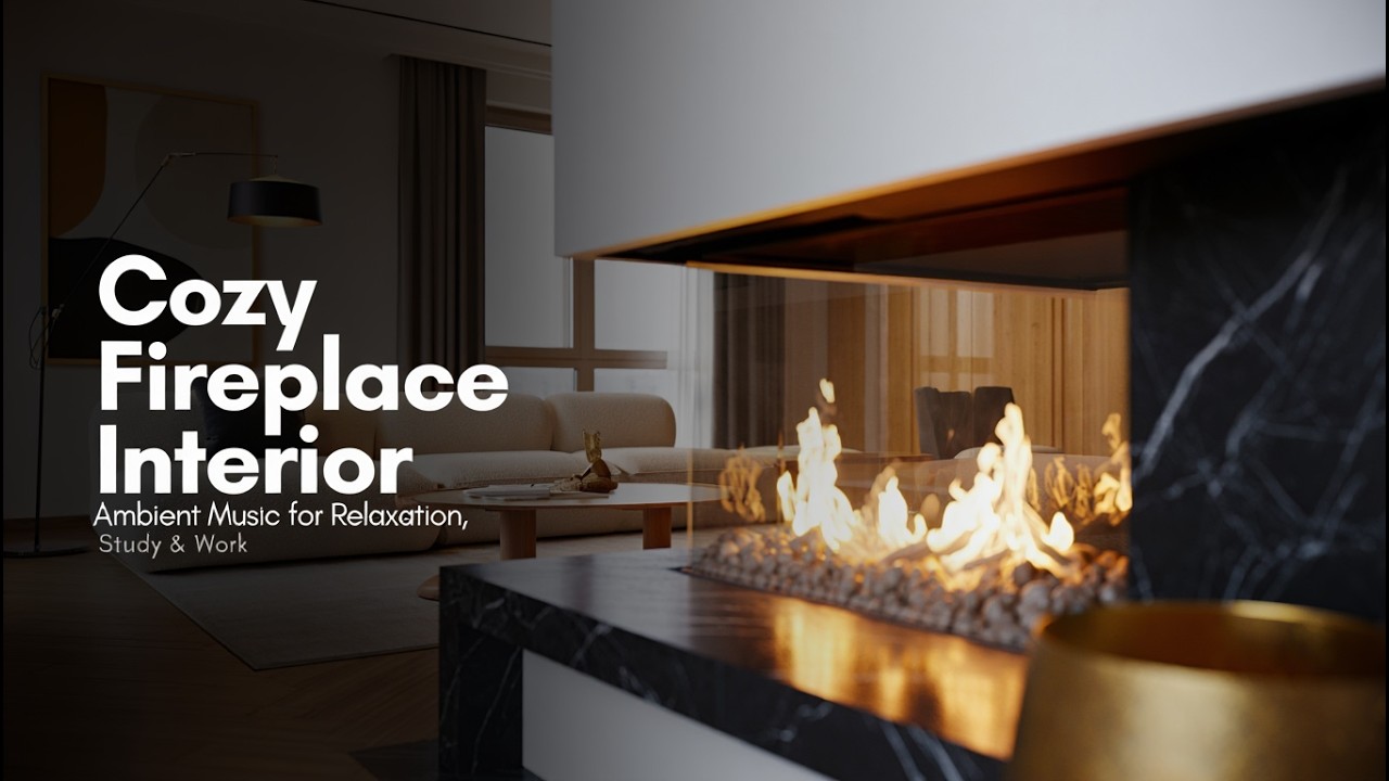 ✧ Cozy Fireplace Interior | Ambient Music for Sleep, Relaxation & Background