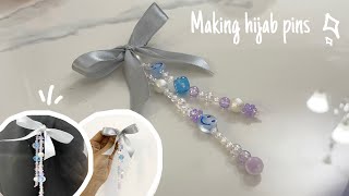 Making bow hijab pins with beads ✧˖°🌷📎⋆ ˚｡⋆୨୧˚ cute hijab pin tutorial and materials