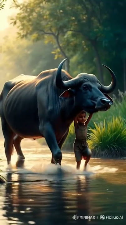 Carabaos in the River #carabao #animals #littleboy #cuteanimal