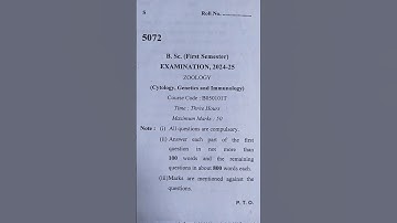 B.sc 1st semester Zoology paper 2024-25 🤔