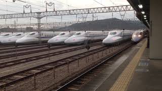 博多南駅に　ＪＲ西日本の５００系新幹線到着　２０１５年９月２１日