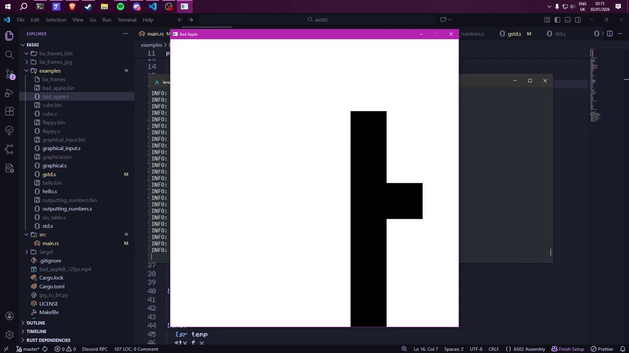 bad apple in my 6502 emulator