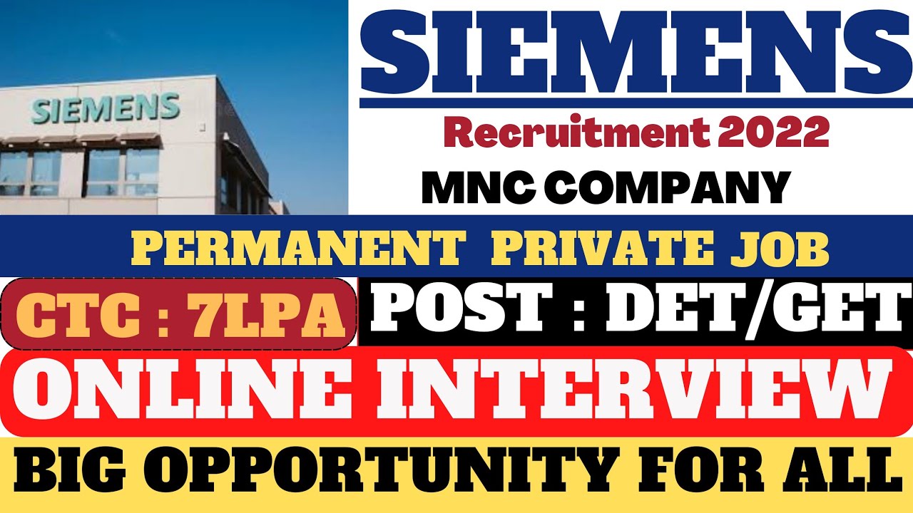 Siemens Freshers Hiring 2022 | Diploma/BE/B.tech| All Branches Eligible ...