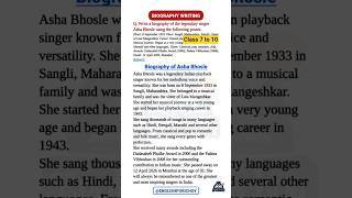 Biography of Asha Bhosle in English | Madhyamik Biography Writing | Class 7–10 #learnenglish