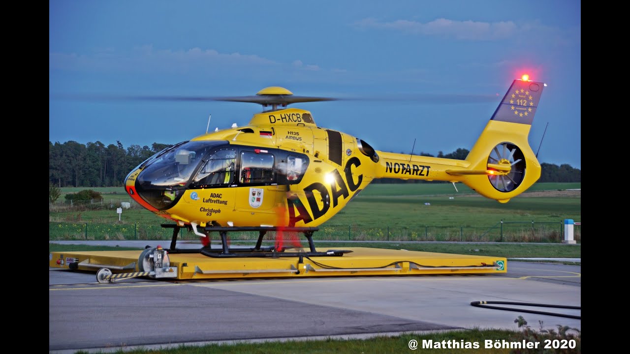 ADAC Luftrettung | Landung Christoph 65 | H135 | D-HXCB | Flugplatz Dinkelsbühl - Sinbronn