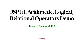 JSP Expression Language Arithmetic, Logical, Relational Operators Demo