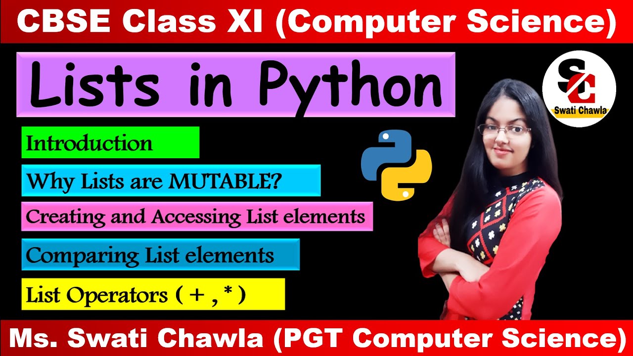 List In Python Class 11 List Operators List Manipulation CBSE List In Python Class 11 List Operators List Manipulation CBSE