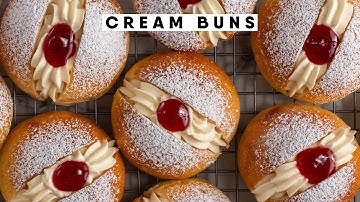 The Softest Cream Buns Ever | Buttery Brioche Filled With Chantilly Cream And Raspberry Jam