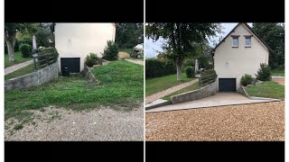 Béton désactivé descente garage + terrassement parking