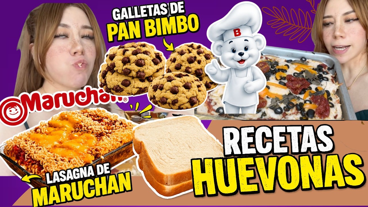 LAS RECETAS Y POSTRES MÁS HUEV0NES  DEL INTERNET!!! GALLETAS DE PAN BIMBO, LASAGNA DE MARUCHAN