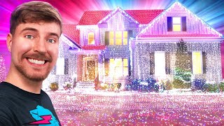 I Put 1,000,000,000 Christmas Lights On A House World Record   MrBeast With Fun Time