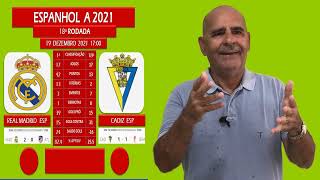 ESPANHOL A 2021 PALPITE APOSTA BET 18a RODADA REAL MADRID X CADIZ