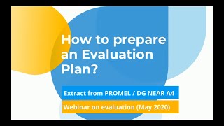 How to prepare an Evaluation Plan?