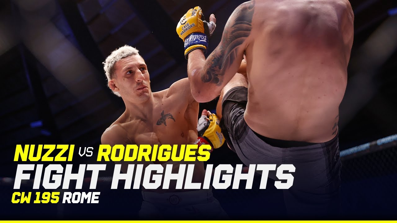 Francesco Nuzzi finishing Lucas Rodrigues with knees and punches at Cage Warriors 195