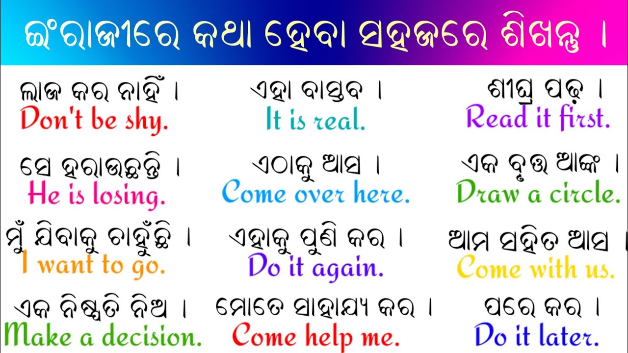 📘 Learn English through Odia | 100 Daily Use Sentences for Everyday Life | Inspire by Bibek 