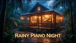 Tropical Forest Rain LIVE 🌙 Calm Piano Ambience for Sleeping and Studying