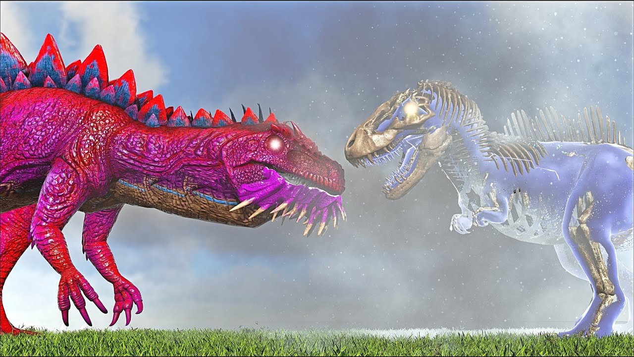 ARCHTEMPERED TYRANT BOSS VS HYBRID MACROCERCODRACO 1ST & 2ST FORM (ARK