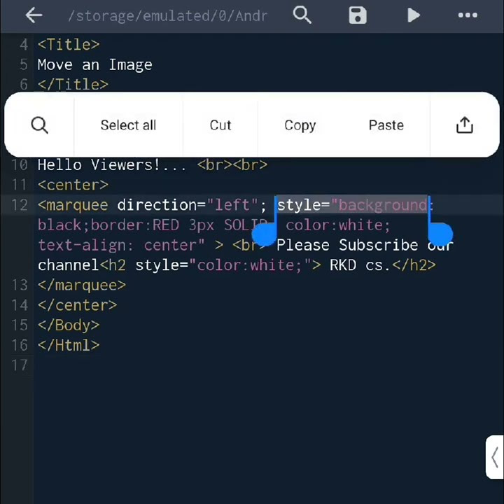 html code to move text |moving text in html | marquee tag in html ...