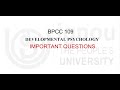 BPCC 109 Important Questions | Developmental Psychology | IGNOU #ignou #bpcc109 #ignoutee