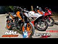 Duke vs Gixxer vs R15 🔥🏍️| stock exhaust of all three bikes |#duke200#r15 #suzukigixxersf150#shorts
