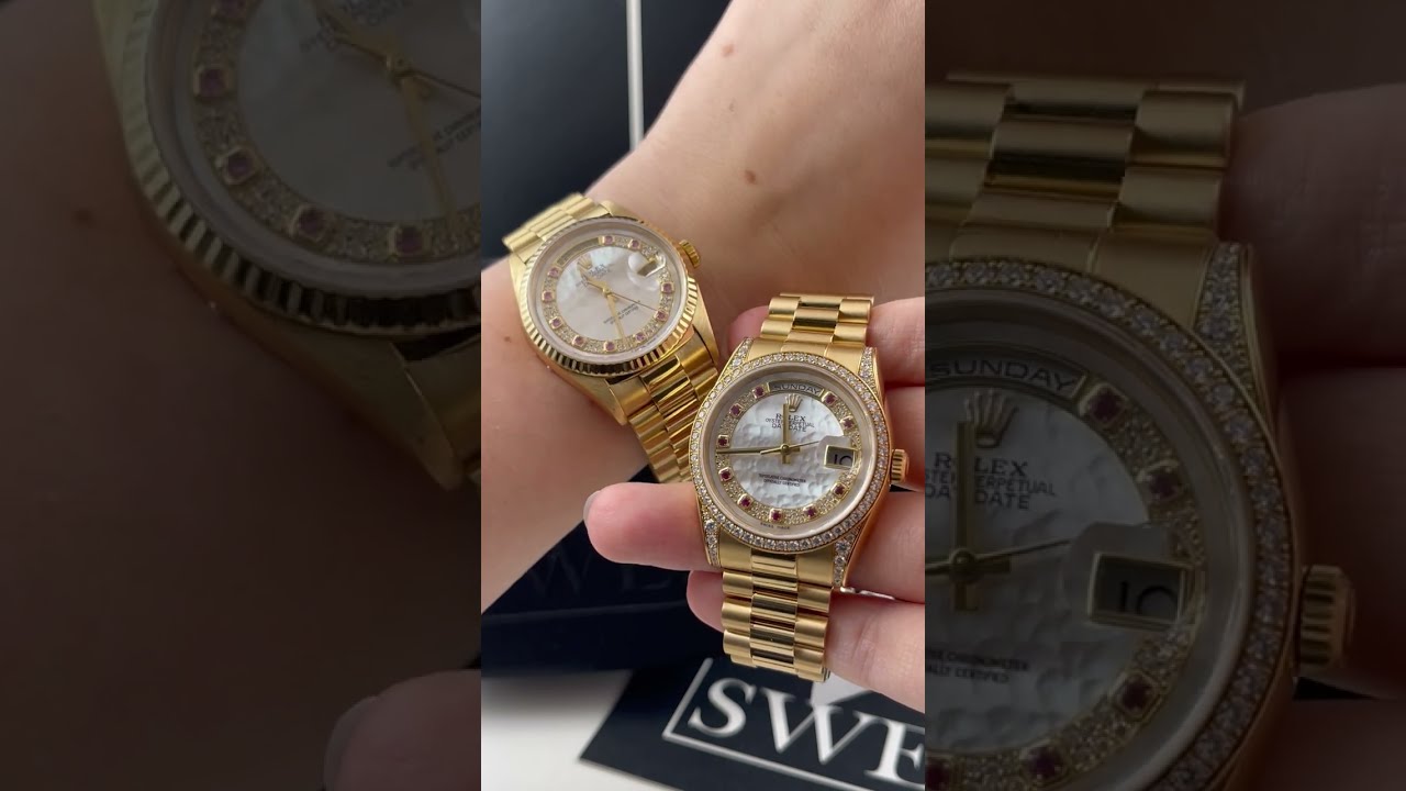 Rolex President Day Date Yellow Gold MOP Diamond Ruby Myriad Dial Watches Review | SwissWatchExpo