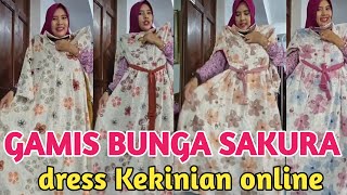Dress Midi Bunga Sakura | Pakaian Wanita simpel Cantik Menawan #fashion #dress