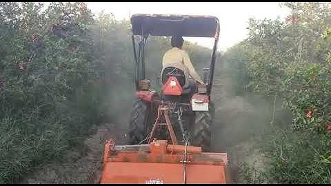 VST Shakti Mini Tractor With Shaktiman Side Shift Rotavator in Pomegranate Farms in Rajasthan