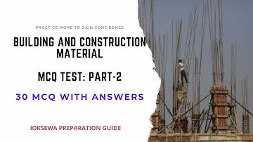 Building Material | Construction Material | MCQ Test PART 2 | 30/300  MCQ With Answer | PSC CIVIL
