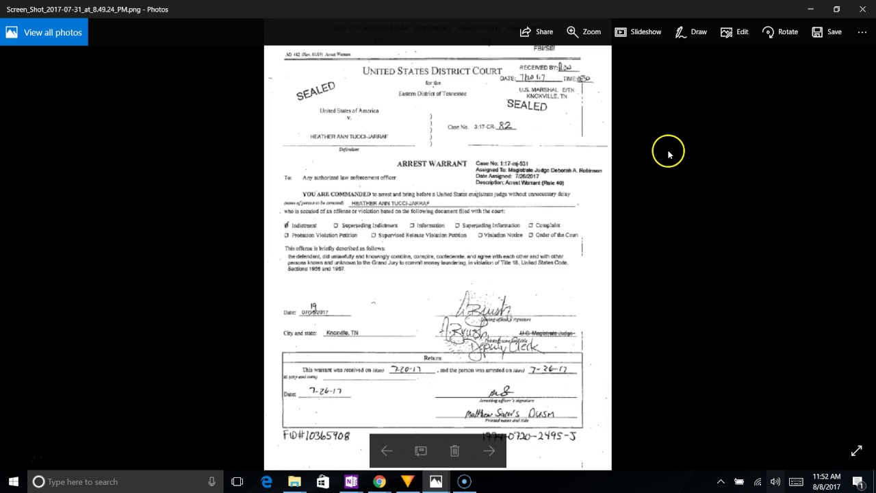 confirmed proof heather tucci and randall beene are still in jail and copy of sealed warrant!