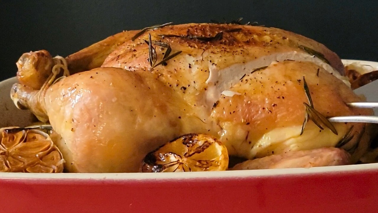 Lemon Rosemary Roast Chicken | Settle In Tonight