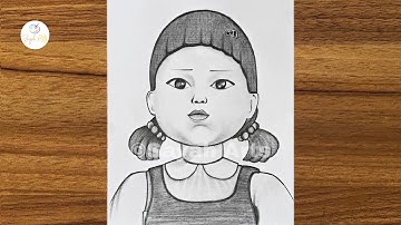 How to Draw Doll from Squid Game || Drawing the doll from Squid Game | Easy Squid game drawing ideas