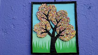 Wall Hanging Ideas With Thermocol Balls | Cardboard And Thermocol Balls Craft