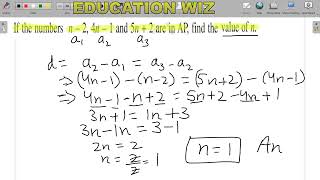 If The Numbers N 2 4n 1 And 5n 2 Are In Ap Find The Value Of N Class 10 Mathematics A P Youtube