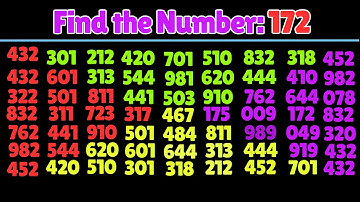 Find the Number "172". Test your eyes. Sharpen your Brain. Focus your mind  | IQ Test
