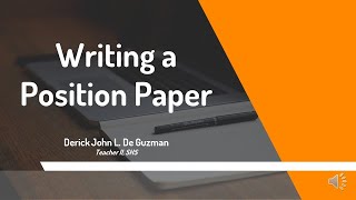 EAPP Lesson: Writing a Position Paper