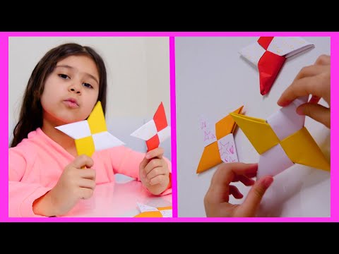 Steluță din hârtie colorată / Lucru manual copii / How To Make a Paper Ninja Star Shuriken, Origami