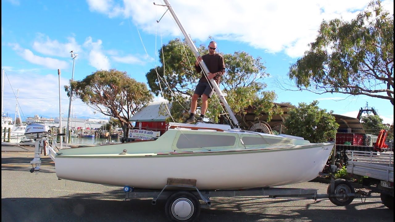 trailer launching sailboat