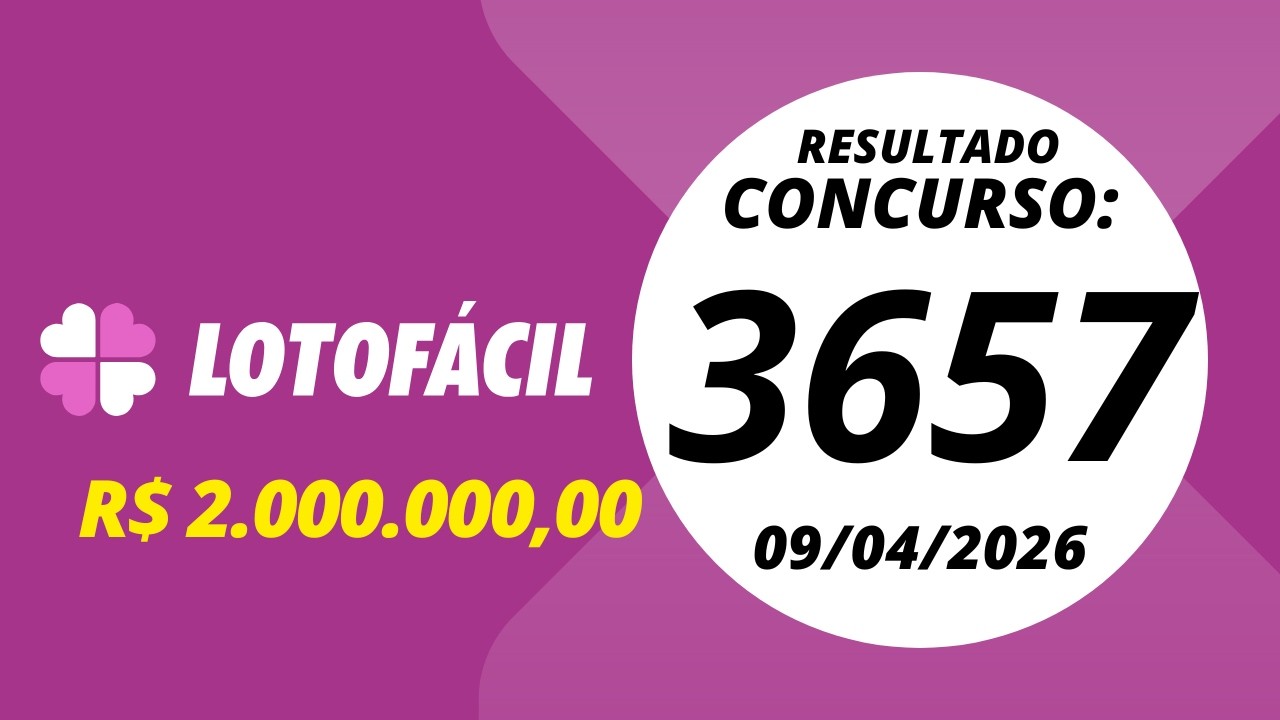 Lotofacil Resultado concurso 3657 09/04/2026 - YouTube