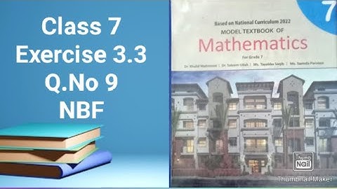 Class 7 Maths| Exercise 3.3 |Q.No 9 | NBF | FGEI | SNC