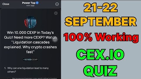 Cex.IO Quiz Answers Today 21 & 22 September | Cex.io Daily Quiz | Cex io daily combo | 