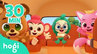 Wheels on the Yellow Bus | Compilation | Sing Along with Hogi | Pinkfong & Hogi