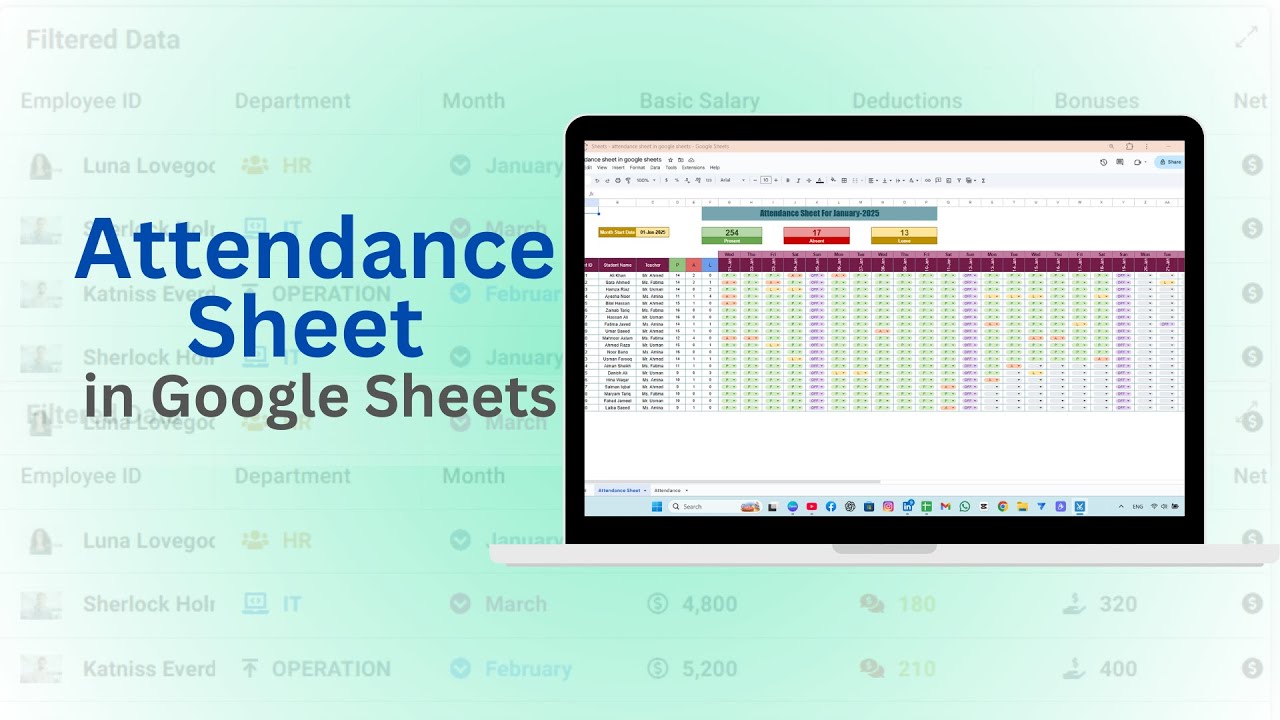 How to create Google Sheet Attendance | Attendance Sheet in Google ...