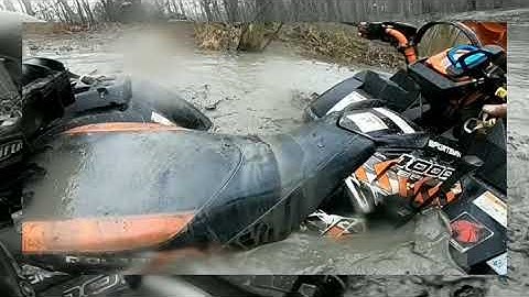 Polaris Sportsman Highlifter 1000 and Can Am Outlander 800 XMR Sticky Mud and Deep Water!