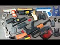 Open box toy gun set, M24 sniper rifle, M4 carbine, AWM sniper rifle, grenade, Glock pistol