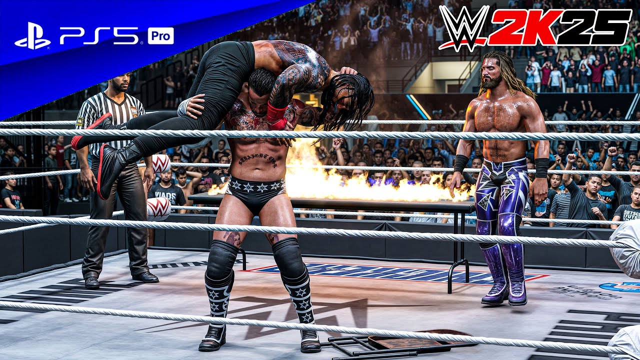 WWE 2K25 - CM Punk vs Roman Reigns vs Seth Rollins | Triple Threat at Wrestlemania | PS5™ Pro [4K60]